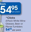 Clicks 4 Packs White Wine Glasses, Beer Or Pilsner Tumbler