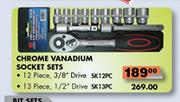 Chrome Vanadium Socket Set 12 Pcs-3/8" Drive