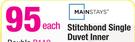 Mainstays Stitchbond Single Duvet Inner(130 x 200cm)-Each