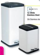 Mainstays 12L White Stainless Steel Bin