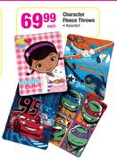 Character Fleece Throws Assorted-Each