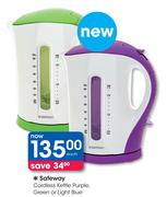 Safeway Cordless Kettle Purple, Green or Light Blue-Each