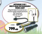 Autogear 3 In 1 Multi Head Rechargeable Work Light L-WL08