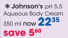 Johnson's pH 5.5 Aqueous Body Cream-350ml