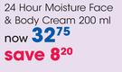 Johnson's 24-Hour Moisture Face & Body Cream-200ml