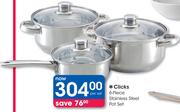Clicks 6-Piece Stainless-Steel Pot Set-Per Set