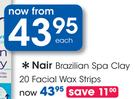 Nair Brazilian Spa Clay 20 Facial Wax Strips-Each