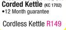 Kaizer Chefs Cordless Kettle KC1702
