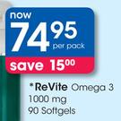 ReVite Omega 3 1000mg 90 Softgels-Per Pack