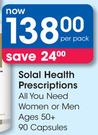 Solal Health Prescriptions All You Need Women Or Men Ages 50+ 90 Capsules-Per Pack