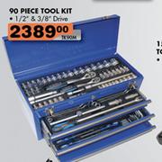90-Piece Tool Kit-1/2" and 3/8" Drive