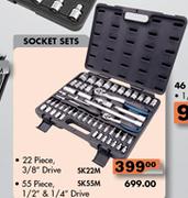 22-Piece Socket Sets-3/8" Drive