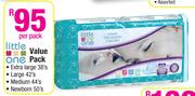 Little One Value Pack Extra Large-38's/Large-42's/Medium-44's/Newborn-50's Per Pack