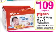 Pigeon Pack Of Wipes-82's x 6