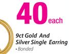 9ct Gold And Silver Single Earring Bonded-Each