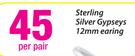 Sterling Silver Gypseys 12mm Earing-Per Pair