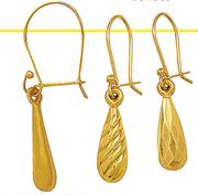 9ct Gold And Silver Medium Teardrop Earrings Bonded-Per Pair