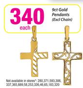 9Ct Gold Pendants(Excl Chain)-Each