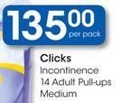 Clicks Incontinence 14 Adult Pull-Ups Medium-Per Pack