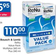 Bausch & Lomb ReNu Value Pack Multiplus-360ml Plus-240ml Per Pack
