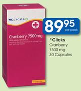 Clicks Cranberry 7500mg 30 Capsules-Per Pack