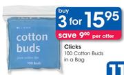 Clicks 100 Cotton Buds In A Bag-3's