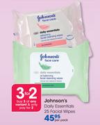 Johnson's Daily Essentials 25 Facial Wipes-Per Pack