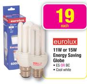 Eurolux 11W Or 15W Energy Saving Globe-Each