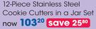 Love To bake Baking Accessories 12-Piece Stainless Steel Cookie Cutlers In A Jar Set