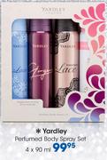 Yardley Perfumed Body Spray Set-4x90ml