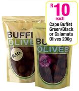 Cape Buffet Green/Black Or Calamata Olives-200g Each