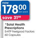 Solal Health Prescriptions 5-HTP Feelgood Factors Capsules-60's