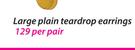 9ct Gold And Silver Large Plain Teardrop Earrings Bonded-Per Pair