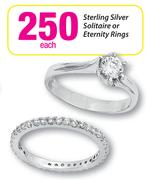 Sterling Silver Solitaire Or Eternity Rings-Each