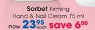 Sorbet Firming Hand & Nail Cream-75ml Each