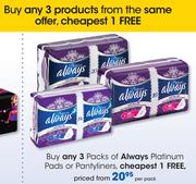 Always Platinum Pads Or Pantyliners-Per Pack
