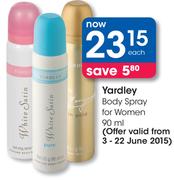 Yardley Body Spray For Women-90ml Each