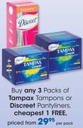 Tampax Tampons Or Discreet Pantyliners-Per Pack