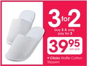 Clicks Waffle Cotton Slippers-Per Pair