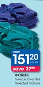 Clicks 6-Piece Towel Set Selected Colours
