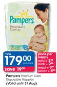 Pampers Premium Care Disposable Nappies Mini/Midi/Maxi/Junior-Per Pack
