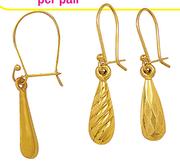9ct Gold & Silver Medium Teardrop Earrings Bonded-Per Pair
