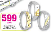 Gents 9ct Gold & Silver Rings-Each