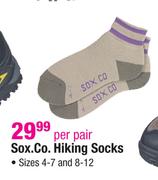Sox.Co.Hiking Socks Sizes 4-7 And 8-12-Per Pair