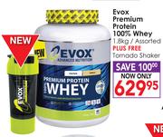 Evox Premium Protein 100% Whey Assorted-1.8kg + Tornado Shaker