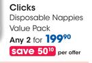 Clicks Disposable Nappies Value Pack-2 Packs