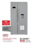 Defy 740Ltr Metallic Side By Side Fridge With Water Dispenser