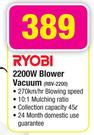 Ryobl 2200w Blower Vacuum RBV-2200