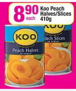 Koo Peach Halves/Slices-410g Each