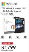 Microsoft Office Home & Student 2016 + Bitdefender Internet Security 2015